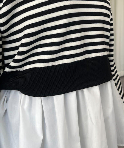 【總選舉參賽單品】珍珠領2way開領荷葉邊針織衫