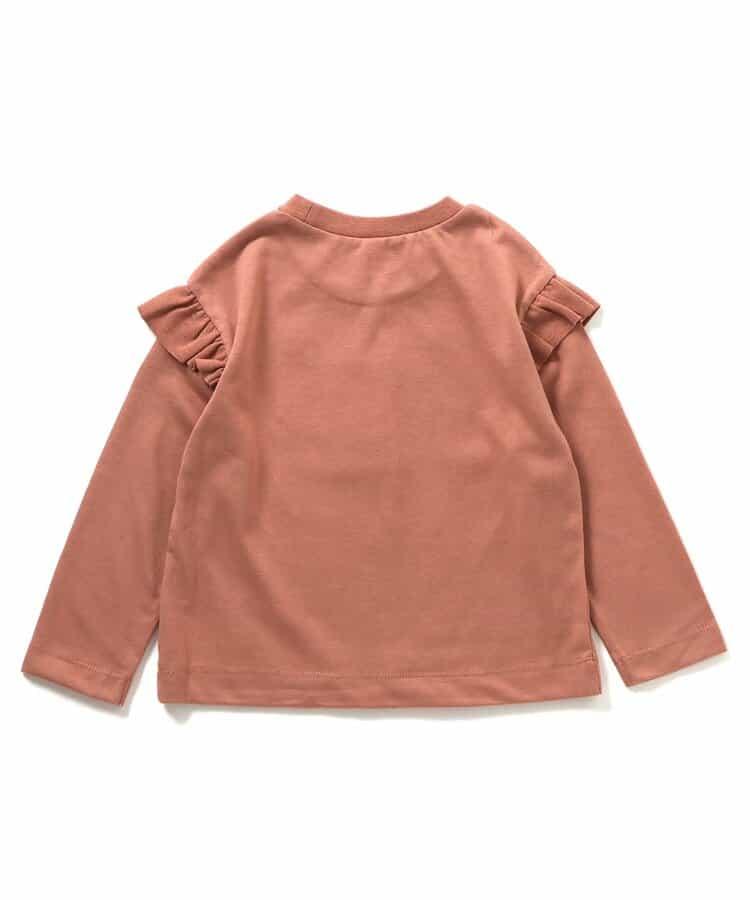 肩部荷葉邊花卉圖案T恤