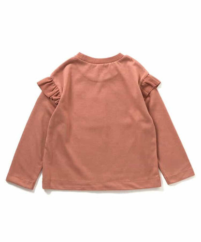 肩部荷葉邊花卉圖案T恤