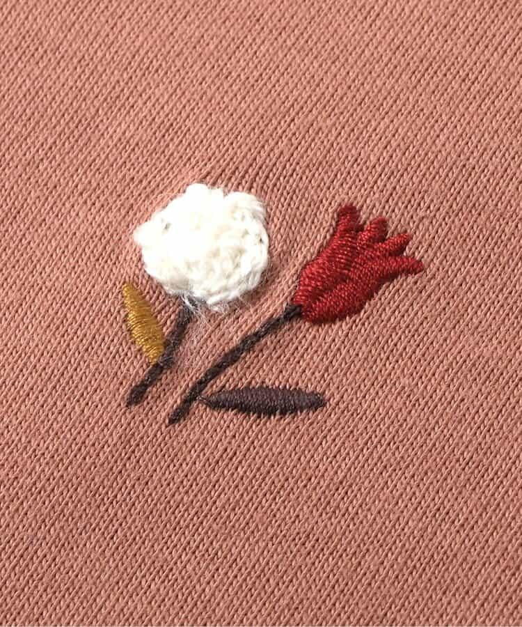 肩部荷葉邊花卉圖案T恤