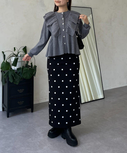 【總選舉參賽單品】愛心紐扣荷葉邊短款收腰開衫