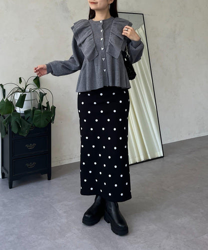 【總選舉參賽單品】愛心紐扣荷葉邊短款收腰開衫