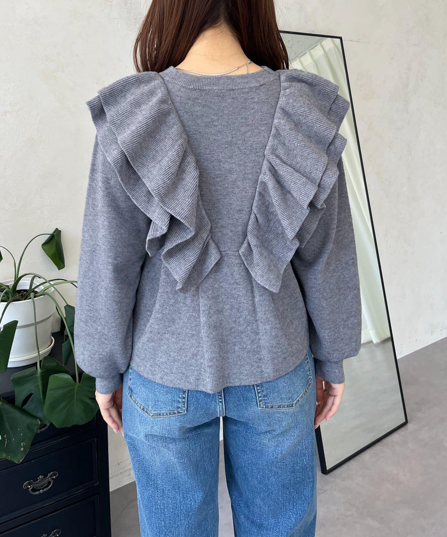 【總選舉參賽單品】愛心紐扣荷葉邊短款收腰開衫