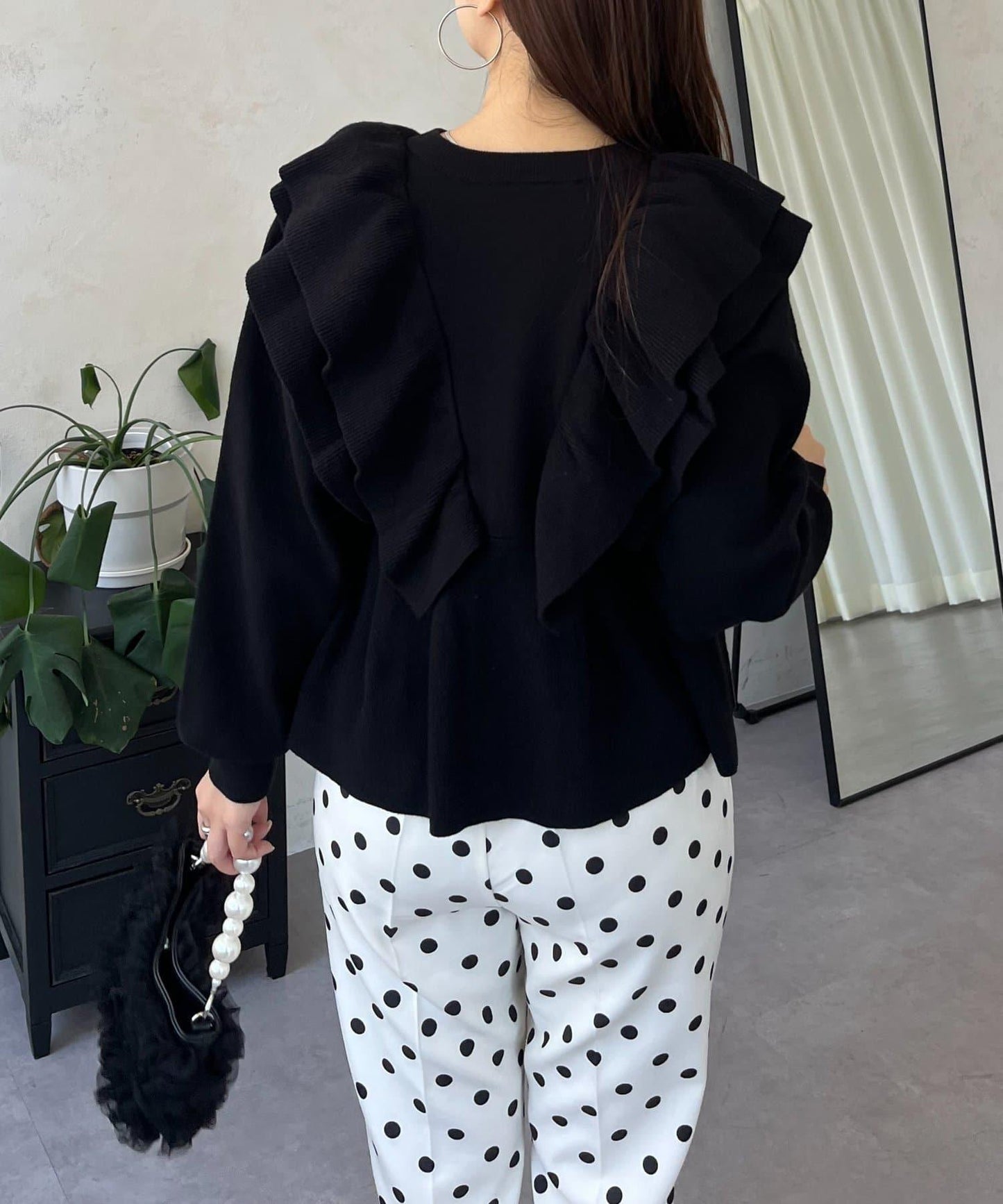 【總選舉參賽單品】愛心紐扣荷葉邊短款收腰開衫