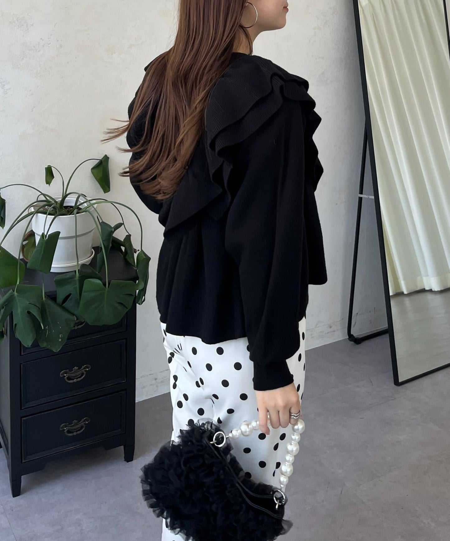 【總選舉參賽單品】愛心紐扣荷葉邊短款收腰開衫