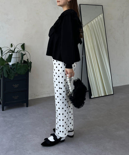 【總選舉參賽單品】愛心紐扣荷葉邊短款收腰開衫