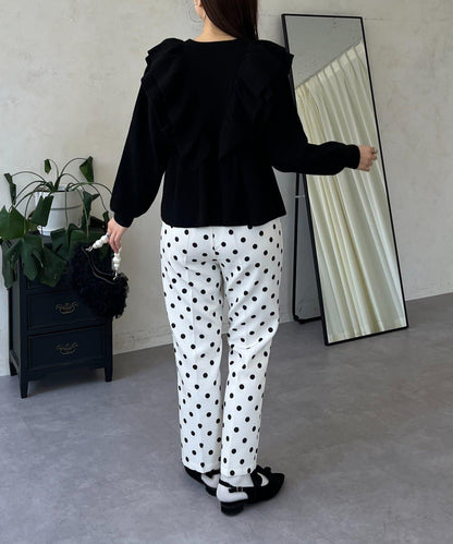 【總選舉參賽單品】愛心紐扣荷葉邊短款收腰開衫