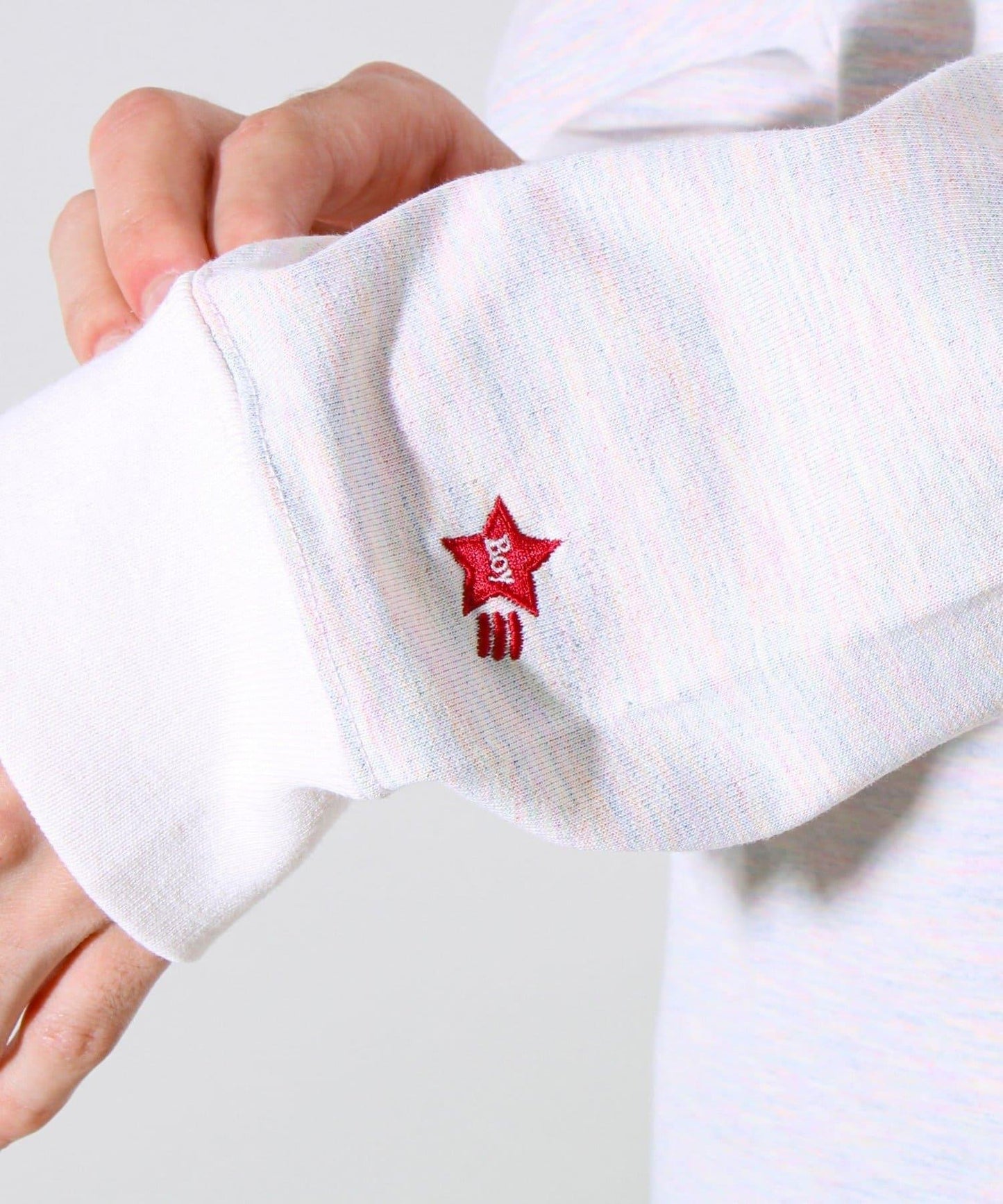 【夏季熱銷款秋季版】【BOY刺繡】內側漸變色平紋針織長袖T恤