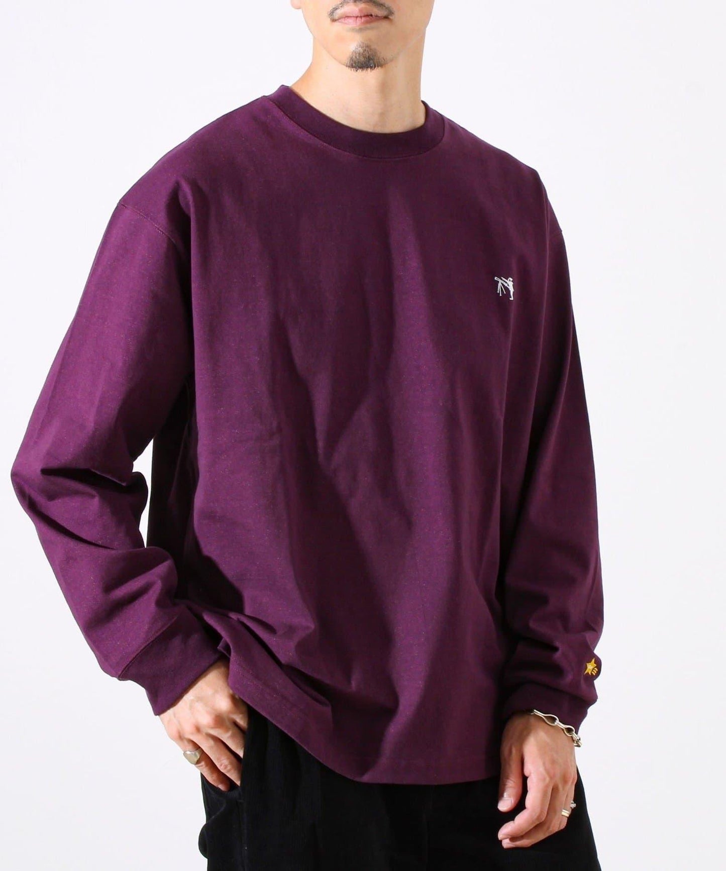 【夏季熱銷款秋季版】【BOY刺繡】內側漸變色平紋針織長袖T恤