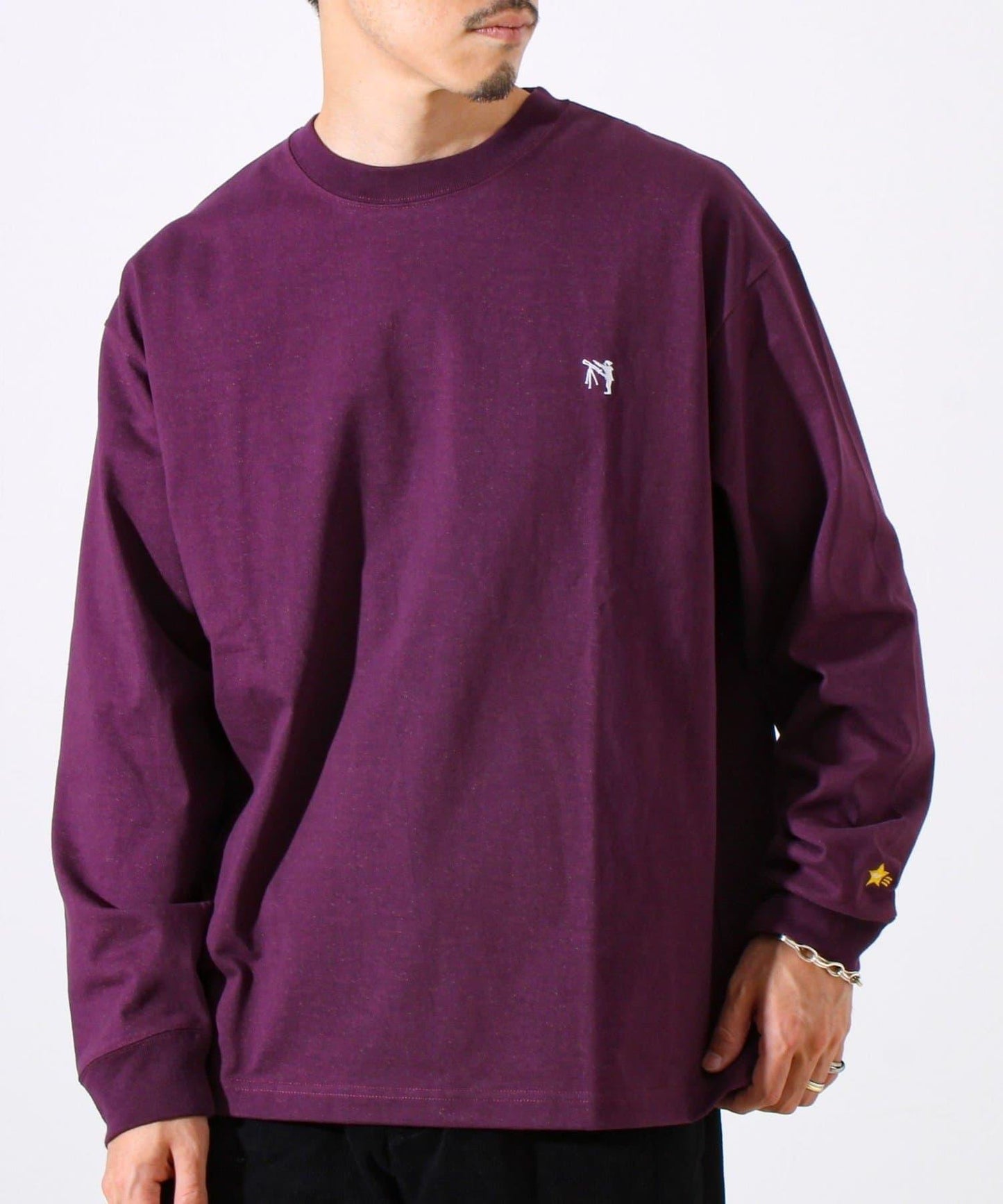 【夏季熱銷款秋季版】【BOY刺繡】內側漸變色平紋針織長袖T恤