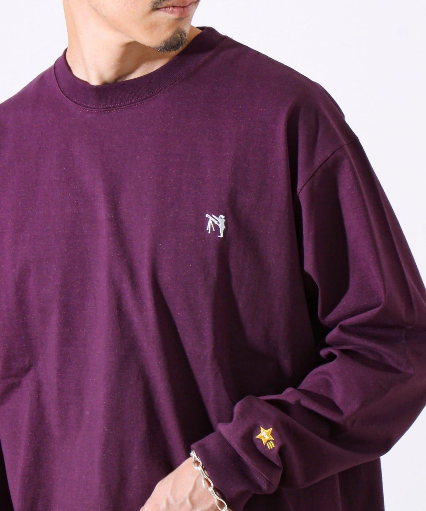 【夏季熱銷款秋季版】【BOY刺繡】內側漸變色平紋針織長袖T恤