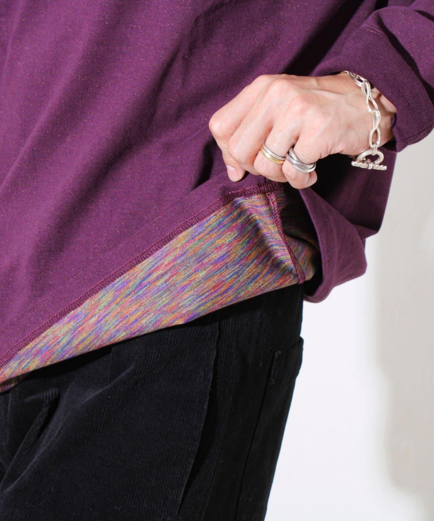 【夏季熱銷款秋季版】【BOY刺繡】內側漸變色平紋針織長袖T恤