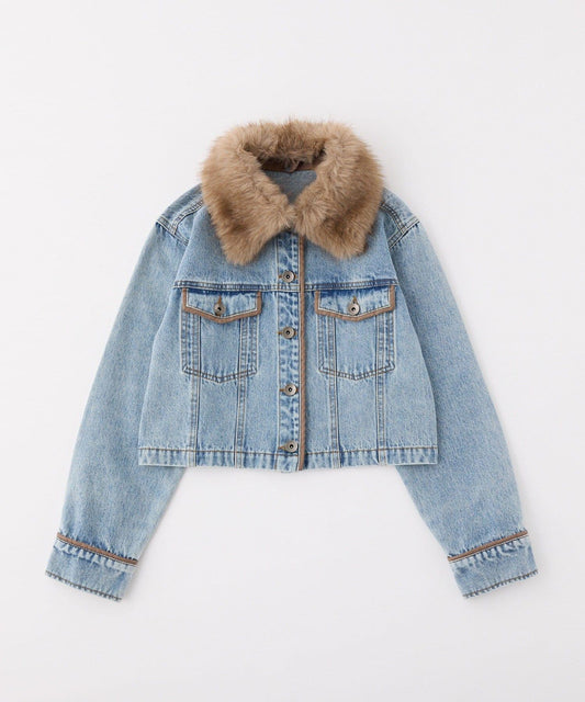 【PremiumOrder】毛絨拼接牛仔夾克