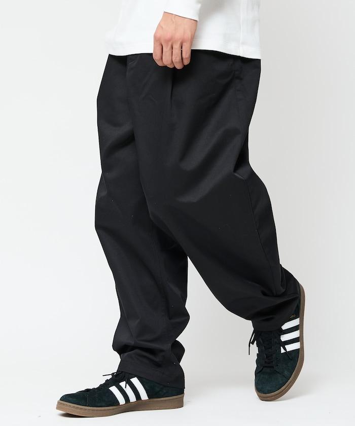 寬鬆版型斜紋打褶錐形褲