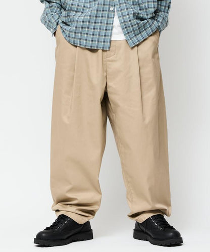 寬鬆版型斜紋打褶錐形褲