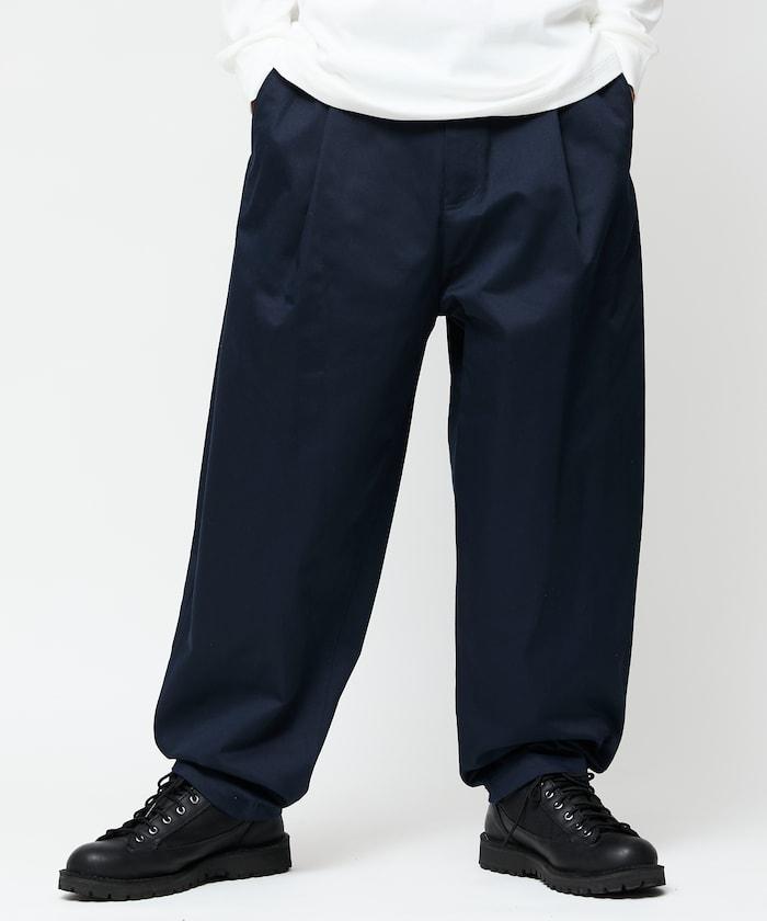 寬鬆版型斜紋打褶錐形褲