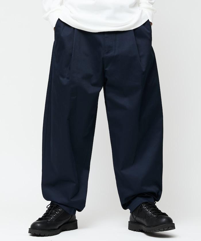 寬鬆版型斜紋打褶錐形褲