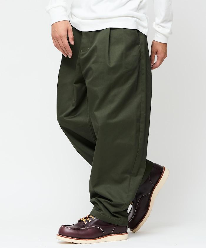 寬鬆版型斜紋打褶錐形褲