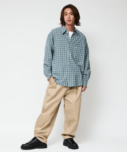 寬鬆版型斜紋打褶錐形褲