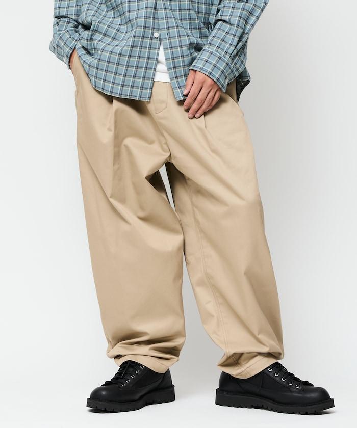 寬鬆版型斜紋打褶錐形褲