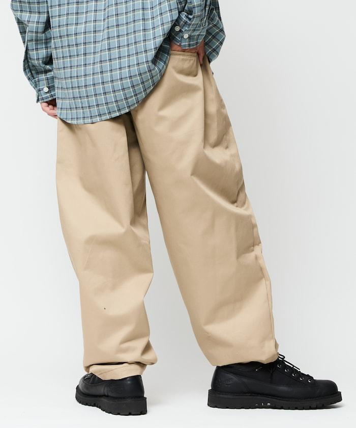 寬鬆版型斜紋打褶錐形褲