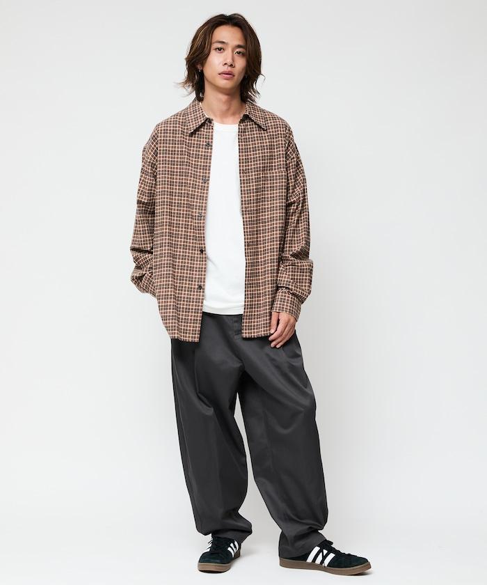 寬鬆版型斜紋打褶錐形褲