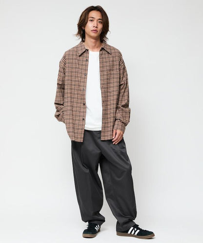 寬鬆版型斜紋打褶錐形褲