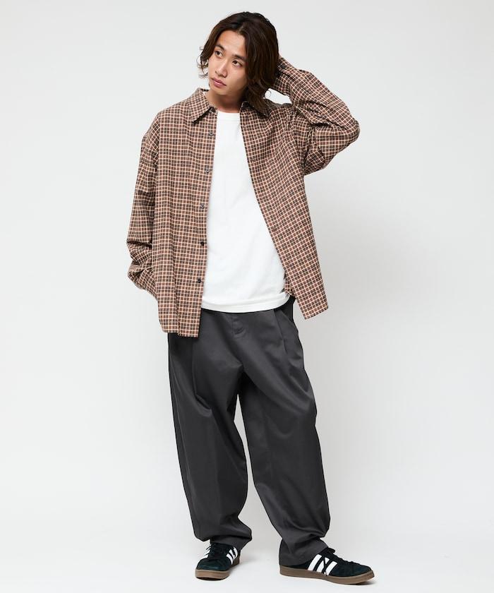 寬鬆版型斜紋打褶錐形褲