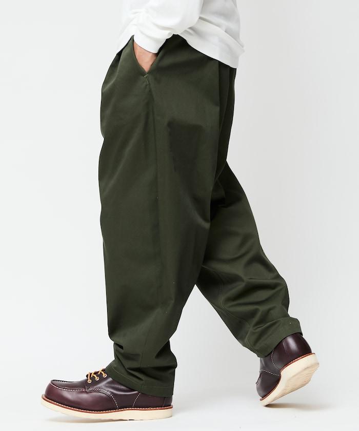 寬鬆版型斜紋打褶錐形褲