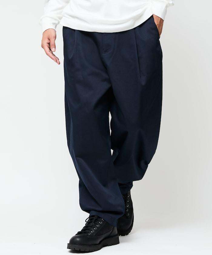 寬鬆版型斜紋打褶錐形褲