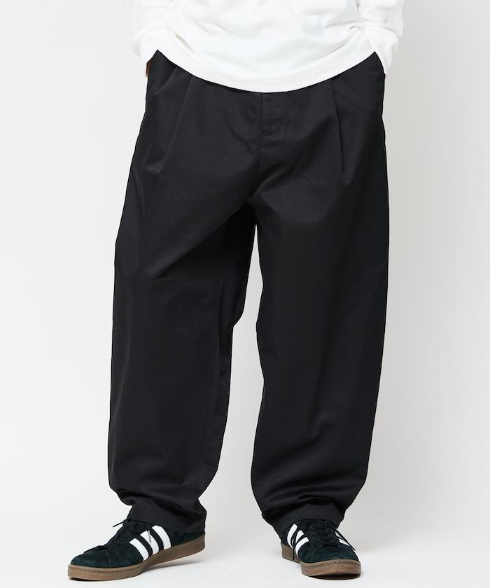 寬鬆版型斜紋打褶錐形褲