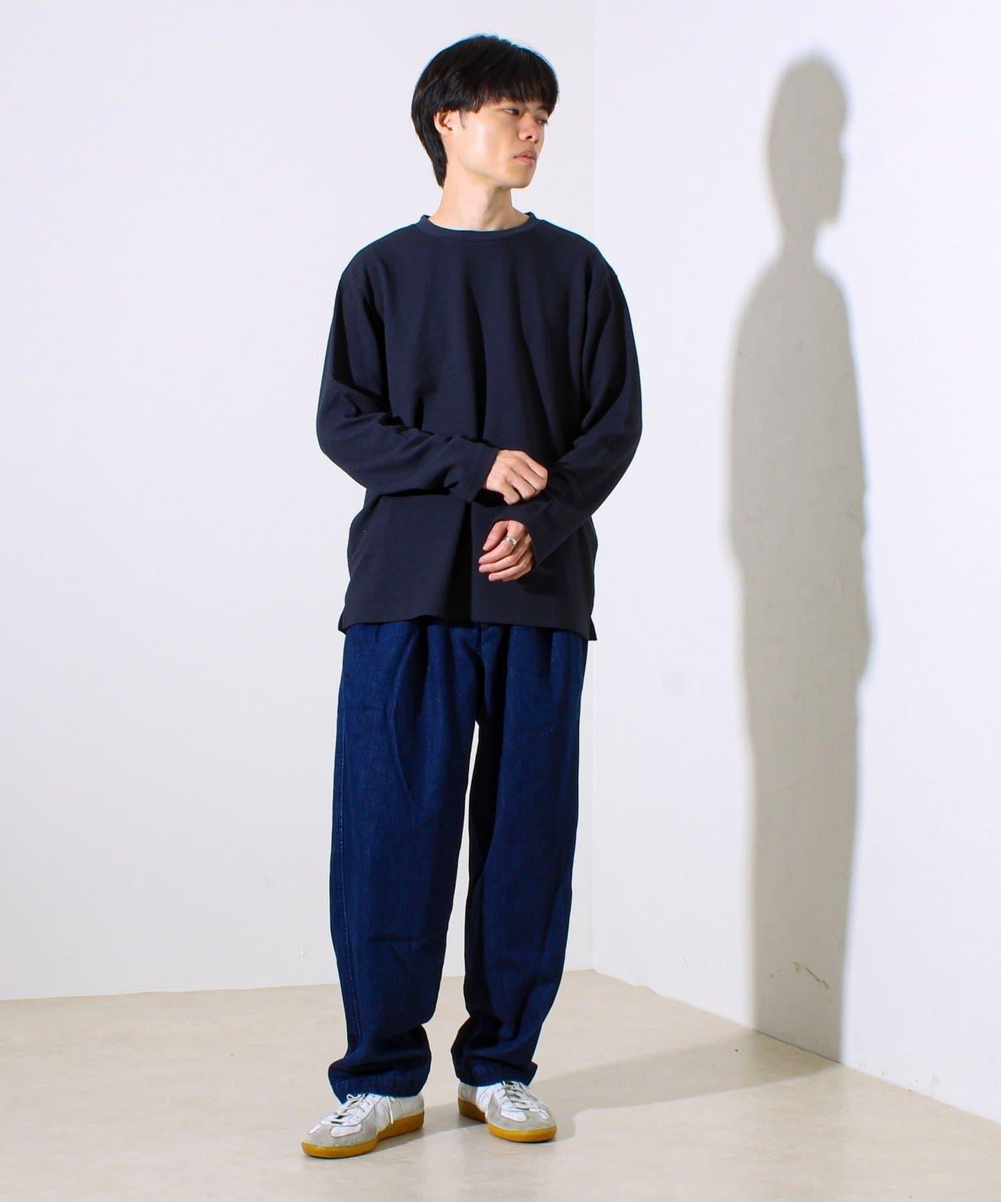 【系列累計人氣】【推薦作為夾克內搭】浮雕提花長袖T恤