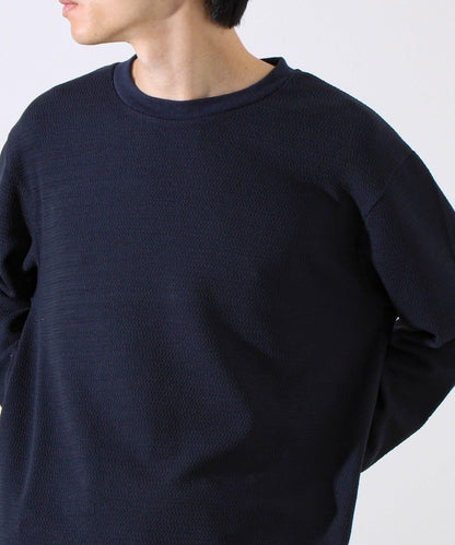 【系列累計人氣】【推薦作為夾克內搭】浮雕提花長袖T恤