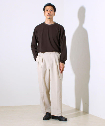 【系列累計人氣】【推薦作為夾克內搭】浮雕提花長袖T恤