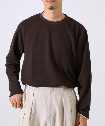 【系列累計人氣】【推薦作為夾克內搭】浮雕提花長袖T恤