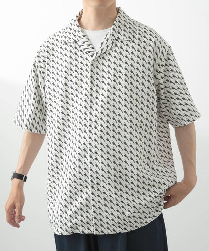 幾何印花開領襯衫A