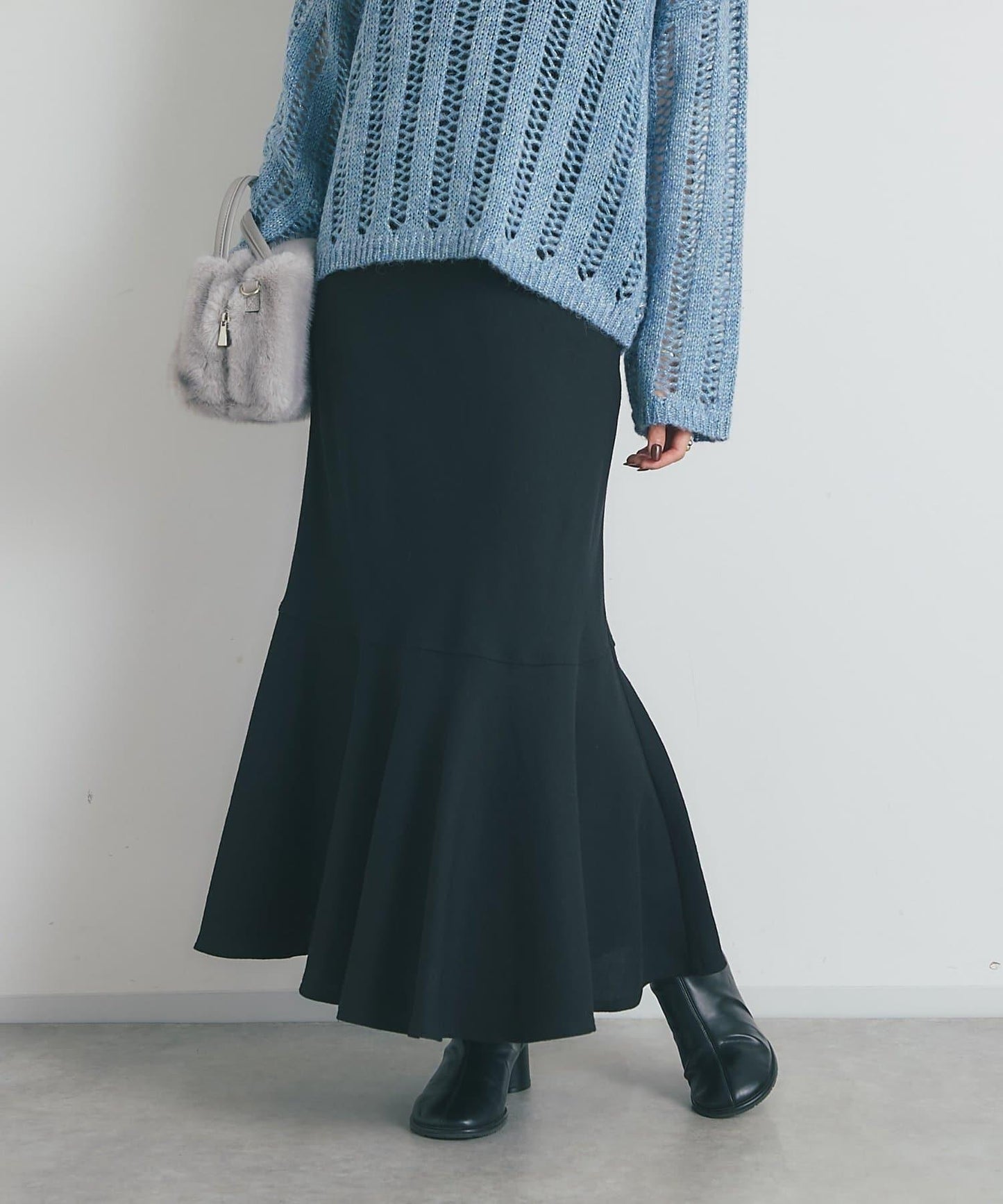 【有小個子尺碼・美麗剪裁】後開衩美人魚長裙