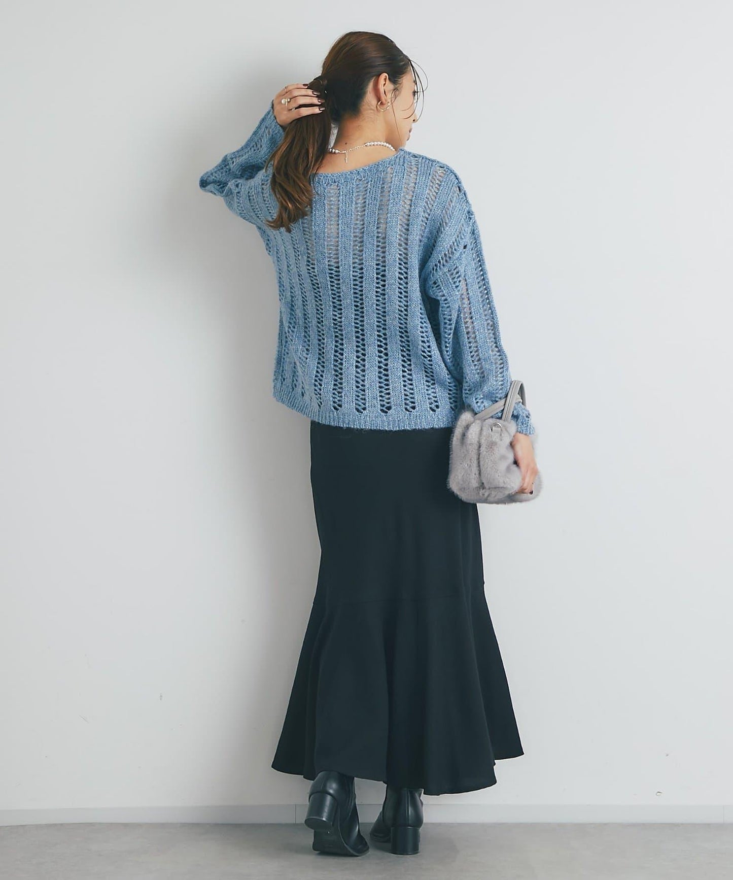 高雅休閒感金銀絲羅紋針織衫