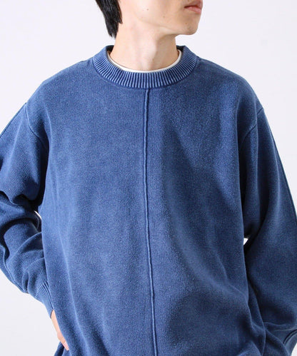 【縫製工藝展現主角細節】正面拼接圓領針織衫 酸洗工藝