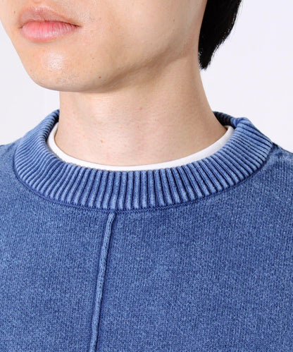 【縫製工藝展現主角細節】正面拼接圓領針織衫 酸洗工藝