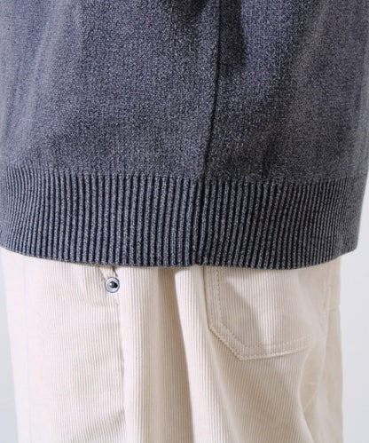 【縫製工藝展現主角細節】正面拼接圓領針織衫 酸洗工藝