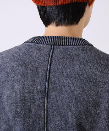 【縫製工藝展現主角細節】正面拼接圓領針織衫 酸洗工藝