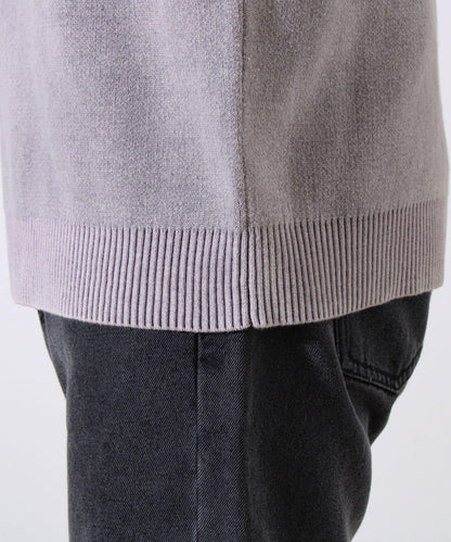 【縫製工藝展現主角細節】正面拼接圓領針織衫 酸洗工藝