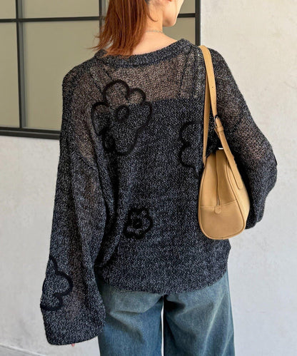 鏤空編織刺繡針織衫