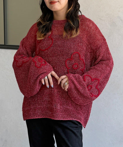 鏤空編織刺繡針織衫