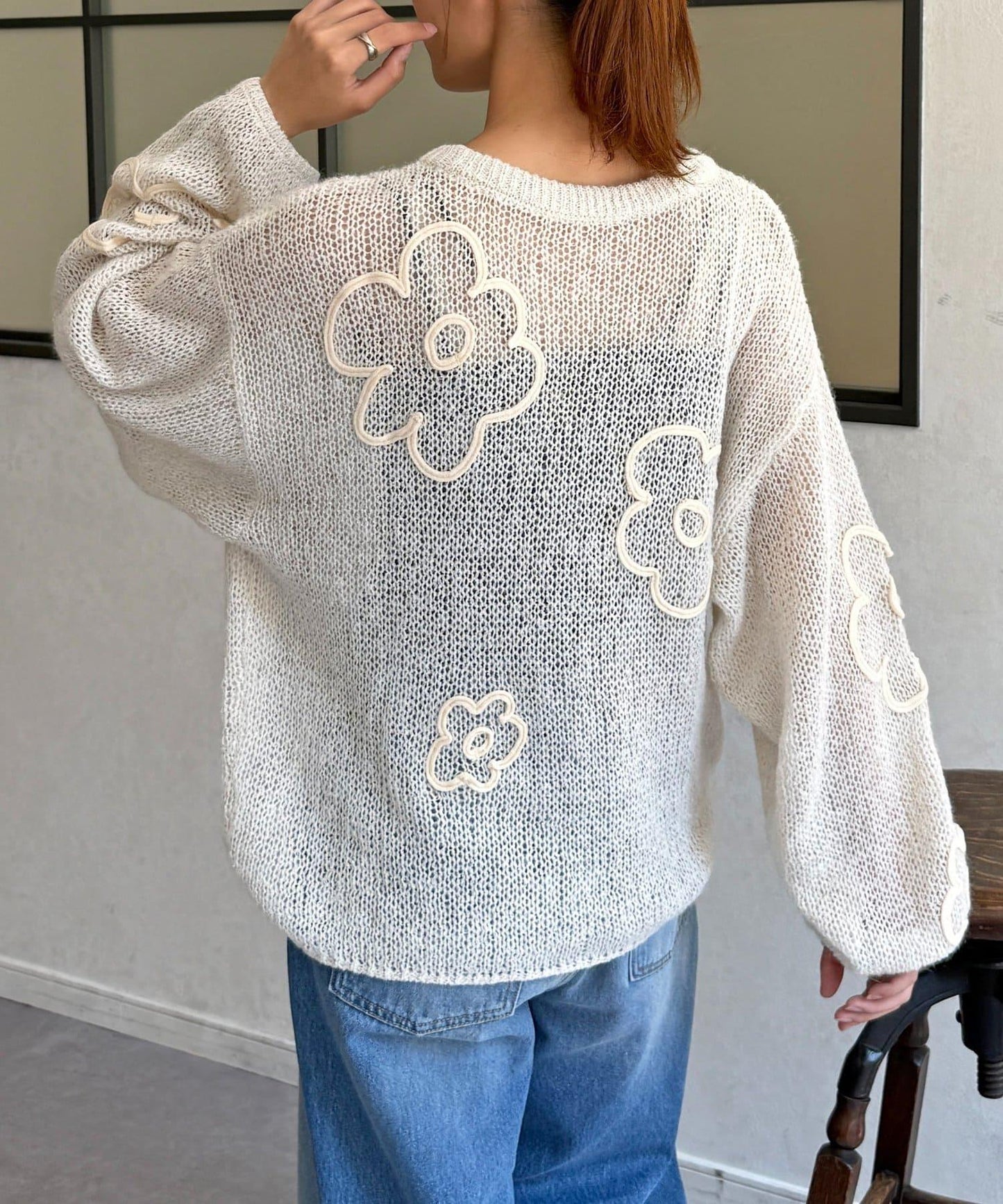 鏤空編織刺繡針織衫