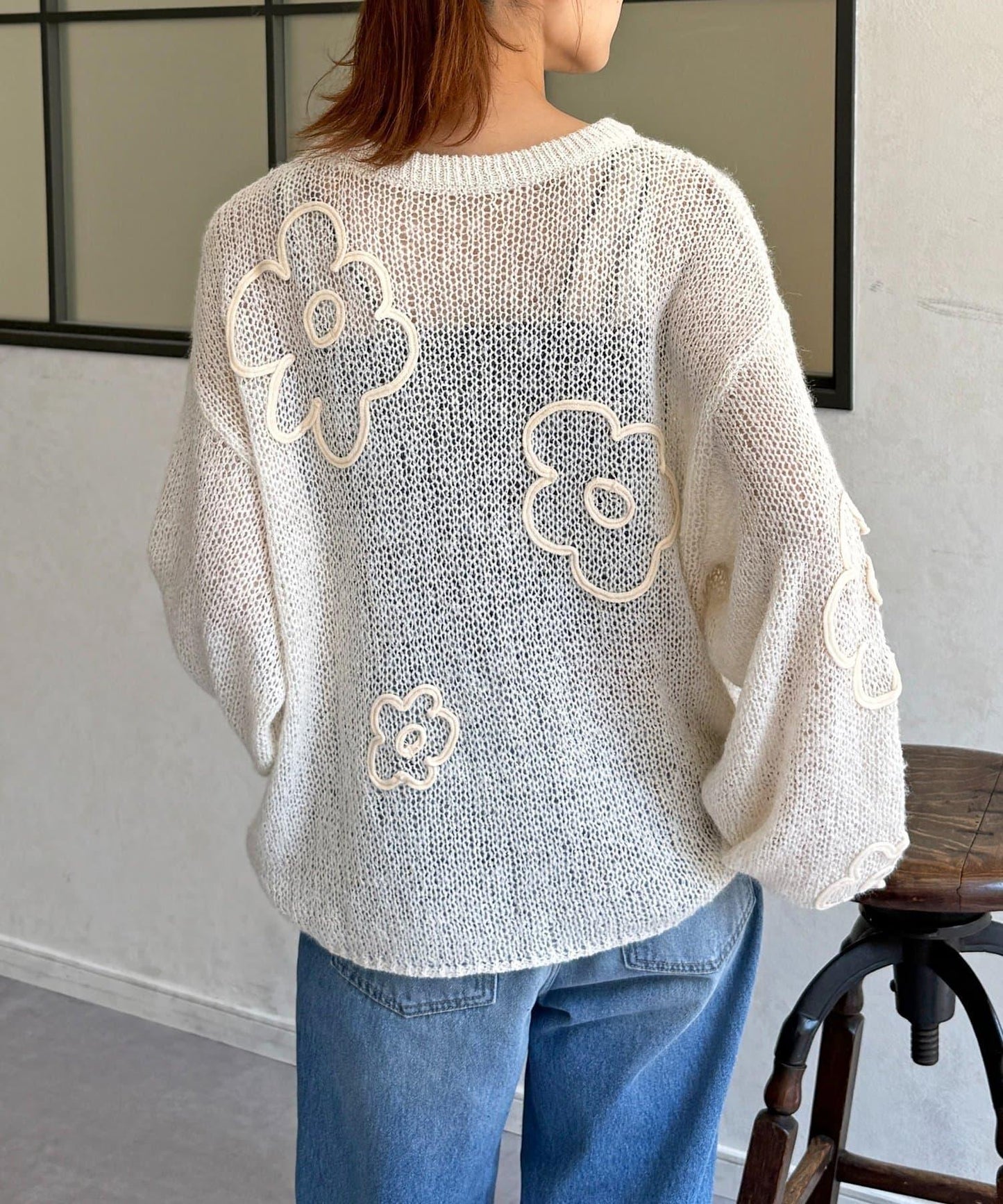 鏤空編織刺繡針織衫