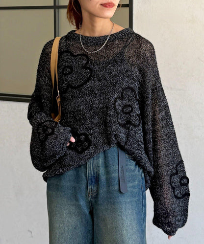 鏤空編織刺繡針織衫