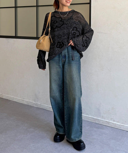鏤空編織刺繡針織衫