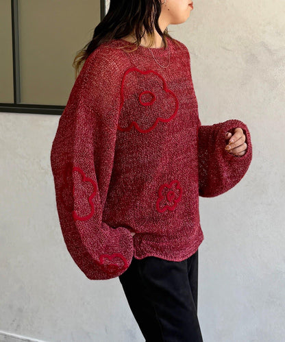 鏤空編織刺繡針織衫